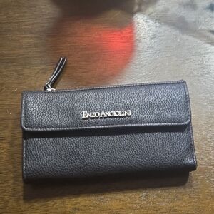 Enzo Angiolini Black Pebbled Leather Wallet